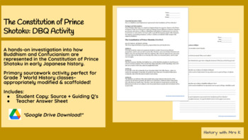 Preview of The Constitution of Prince Shotoku: DBQ Activity