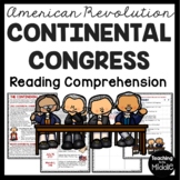 The Continental Congress Reading Comprehension Worksheet A