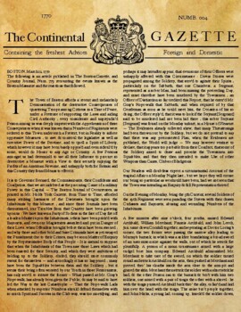 Preview of The Continental Gazette, 1770 - Boston Massacre