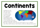The Continents | Information Poster Set/Anchor Charts