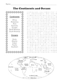 The Continents and Oceans Word Search Puzzle