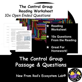 Preview of The Control Group Reading Worksheet **Editable**