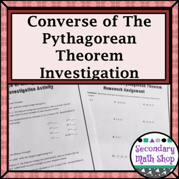 Preview of Right Triangles - The Converse of the Pythagorean Theorem Investigation Activity