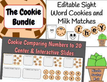 Preview of The Cookie Center Bundle PDF & Google Slides: Sight Words, Greater/Less Than