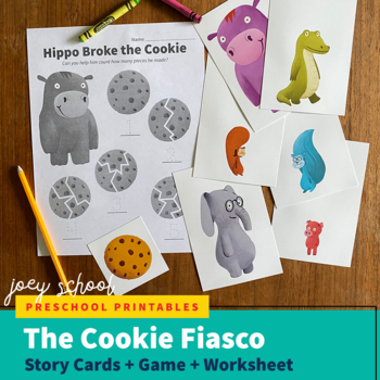 Preview of The Cookie Fiasco Story + Worksheet, Food and Animals, Math Sequencing, Sorting