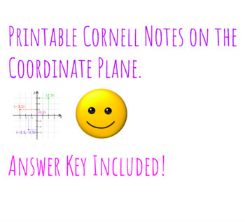 Preview of The Coordinate Plane Cornell Style Notes