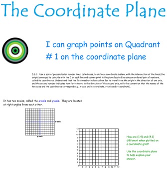 Preview of The Coordinate Plane Interactive Smart Board Lesson # 1