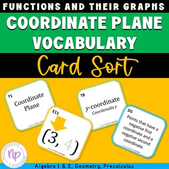 Preview of Coordinate Plane Vocabulary | CARD SORT with Spanish Translations
