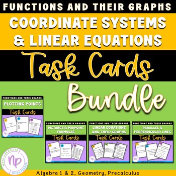 Preview of Coordinate Plane and Linear Equations TASK CARDS | BUNDLE