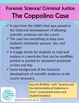 Preview of The Coppolino Case Study- Admissibility of Science Evidence with questions