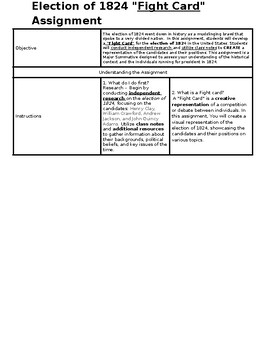 Preview of The "Corrupt Bargain" Election of 1924, Fight Card Activity - with Key