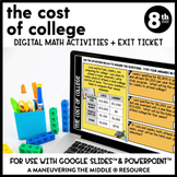 The Cost of College Digital Math Activity | 8th Grade Goog