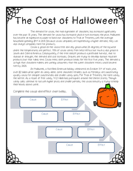 Preview of The Cost of Halloween ~Informational Text and Cause and Effect Organizer Digital
