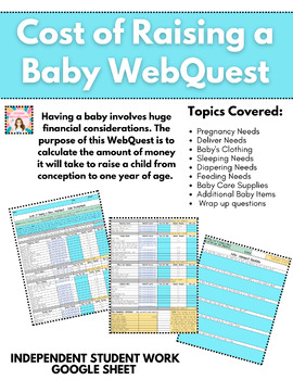 Preview of The Cost of Raising a Baby WebQuest * Independent Work * Reproduction