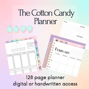 Preview of The Cotton Candy NoteBook Monthly Planner - Digital - Teacher Organization