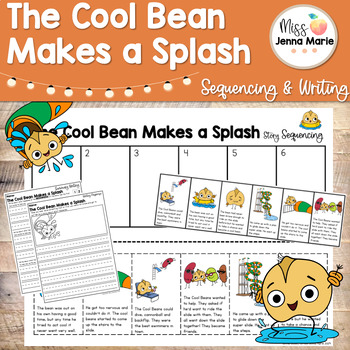 Preview of The Cool Bean Makes a Splash Read Aloud Companion Activities Sequencing Writing