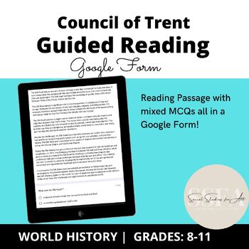 Preview of The Council of Trent Guided/Close Reading Google Form