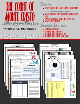 Preview of The Count of Monte Cristo Interactive Notebook - Analysis & Novel Basics Notes