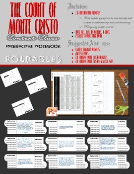 Preview of The Count of Monte Cristo Interactive Notebook - Context Clues -100+ FOLDABLES