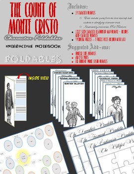 Preview of The Count of Monte Cristo Interactive Notebook - Character Foldables - 74 PIECES