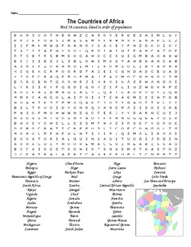 The Countries of Africa - International Word Search Puzzle by Stephen ...