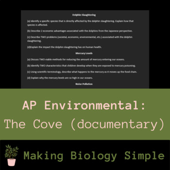 Preview of The Cove Documentary (AP Environmental FRQ based)