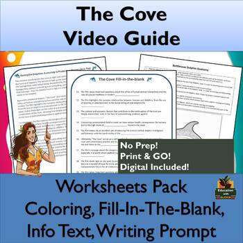 Preview of The Cove Movie Worksheet Pack! with Info Text, Short Answer, Coloring, & more!