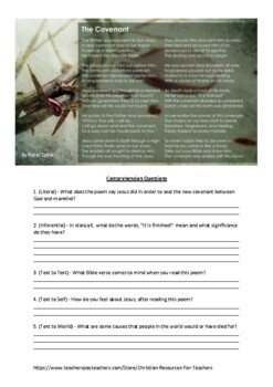 Preview of The Covenant - Christian Poetry Comprehension Worksheet