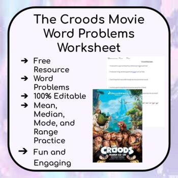 Preview of The Croods Movie Word Problems Worksheet