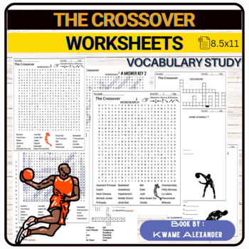 Preview of The Crossover Worksheets Word search-Word Scramble- Crossword-Novel Study