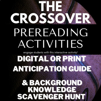 Preview of The Crossover by Kwame Alexander PreReading Activities | Digital or Print 