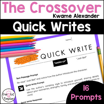 Preview of The Crossover by Kwame Alexander Quick Write Journal Prompts for Novel Study