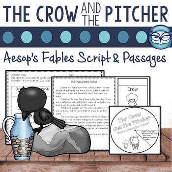 Preview of Aesop's Fables The Crow and the Pitcher Passage and Readers' Theater Script