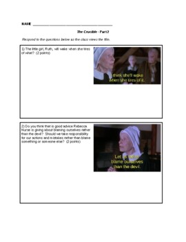 Preview of The Crucible (1996) movie questions - Daniel Day-Lewis (Word & Google Forms)