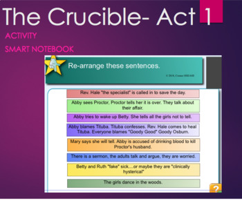 Preview of The Crucible Act 1 SmartNotebook Sequence of Events Activity -Arthur Miller