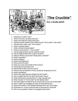 The Crucible Lesson 3 Handout 7 Study Guide Act 1 38+ Pages Summary [800kb] - Updated 2021 