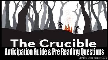 Preview of The Crucible: Anticipation Guide and Pre Reading Questions