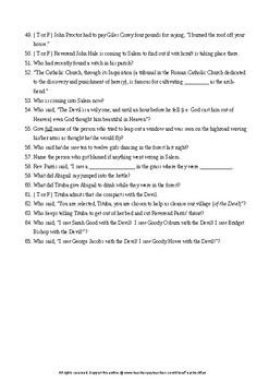 The Crucible Arthur Miller 156 Question Guided Reading Pack and 3 ...