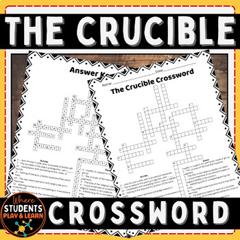 Preview of The Crucible Crossword Puzzle With Answer key, Play companion
