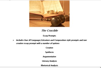 essay prompts on the crucible