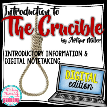 Preview of The Crucible Literature Introduction - PAPERLESS