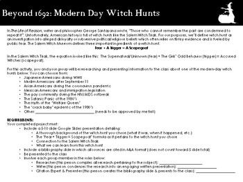 Preview of The Crucible Modern Day Witch Hunts Research Project