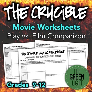 Preview of The Crucible Movie Study Guide, Worksheets, Packet