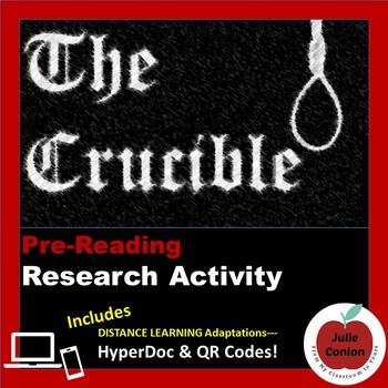 Preview of The Crucible--PreReading Research Activity - Distance Learning