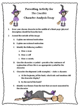 Preview of The Crucible Prewriting Activity and Character Analysis Essay