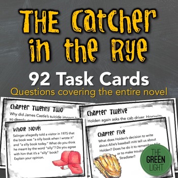 Preview of The Catcher in the Rye Task Cards: Quizzes, Discussion Questions, Bell-Ringers