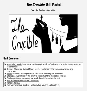 Preview of The Crucible Unit Packet Google Doc (Everything for the entire unit included) 
