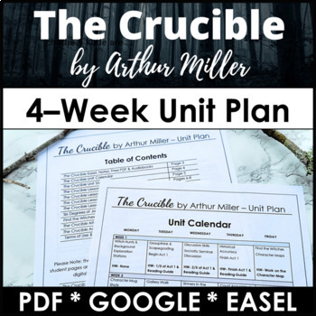 Preview of The Crucible Unit Plan W/ 4 Weeks of Lesson Plans & Activities, by Arthur Miller