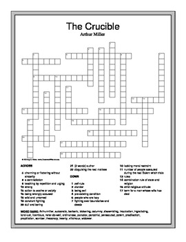 quot The Crucible quot Vocabulary Crossword Puzzle by Sweetpatootie TpT