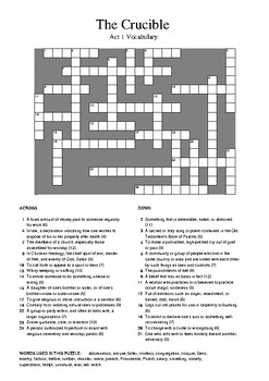 Preview of The Crucible by Arthur Miller - Act 1 Vocabulary Crossword Puzzle